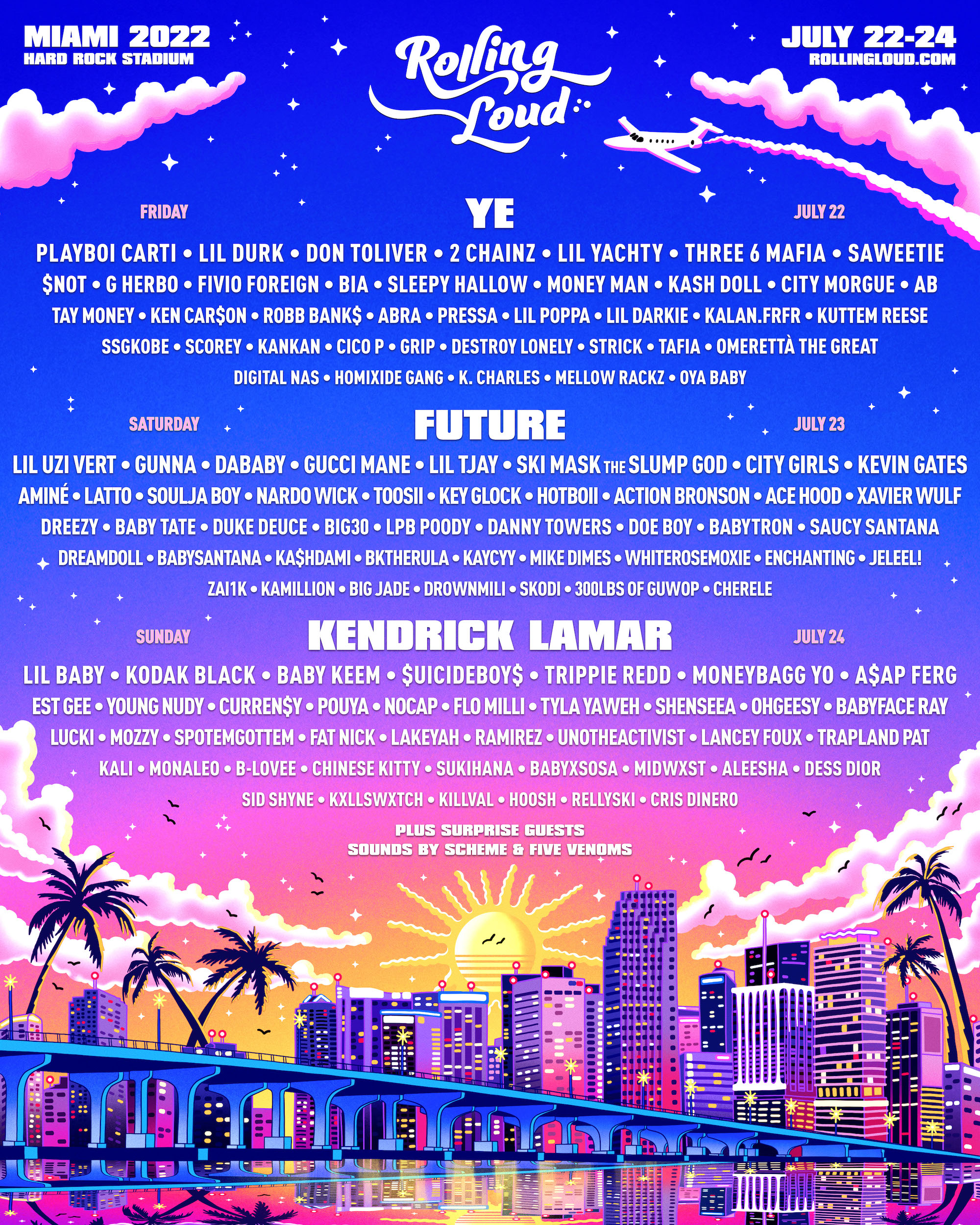 Kanye West, Kendrick Lamar, & Future Headlining Rolling Loud Miami